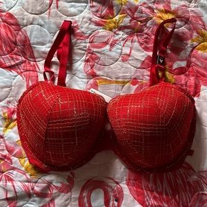 Victoria’s Secret Red & Gold “Body” Double Lined Bra 36DDD NEW WITH TAGS